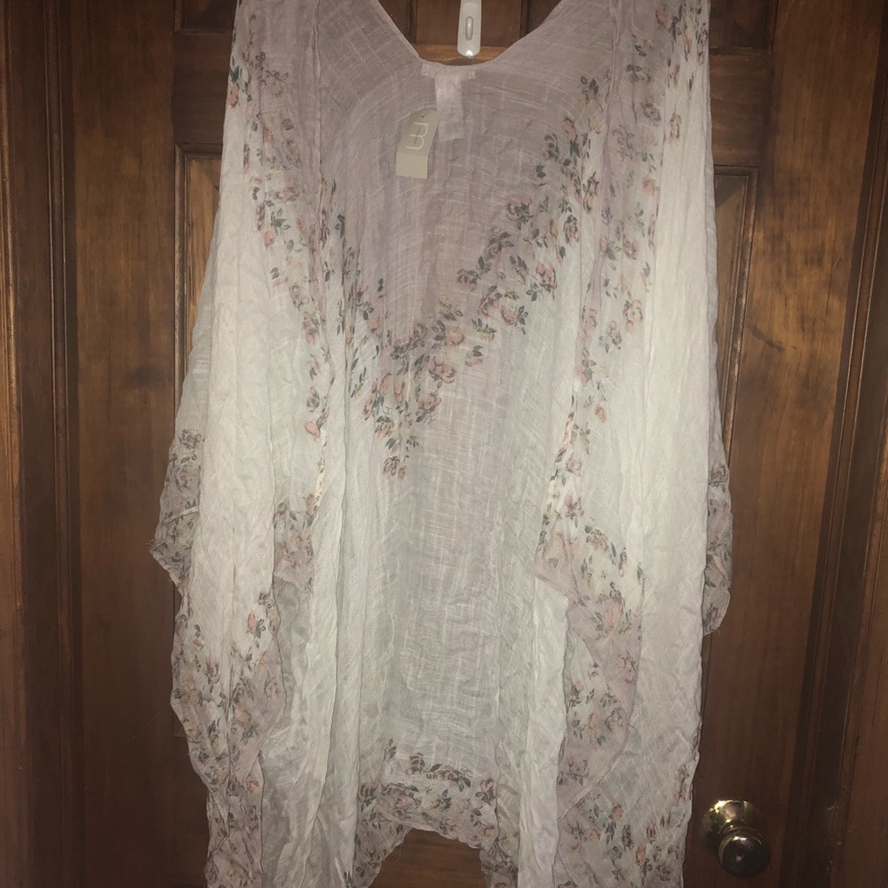 White and floral Kimono